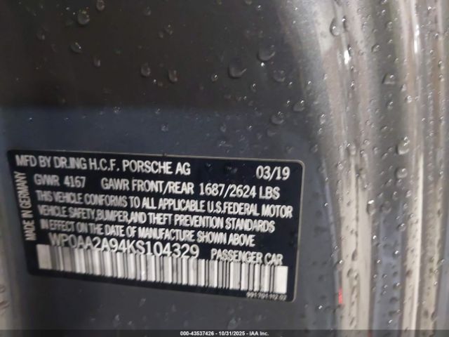 2019 PORSCHE 911 WP0AA2A94KS104329 Photo 8