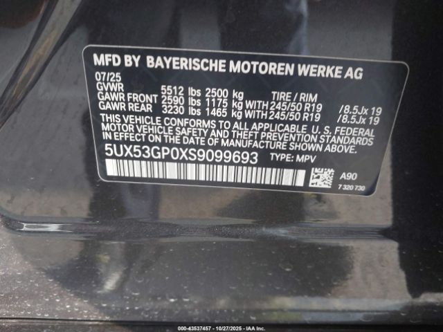 2025 BMW X3 5UX53GP0XS9099693 Photo 8