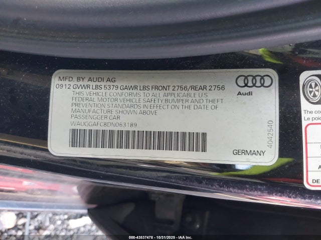 2013 AUDI A6 WAUGGAFC8DN063189 Photo 8
