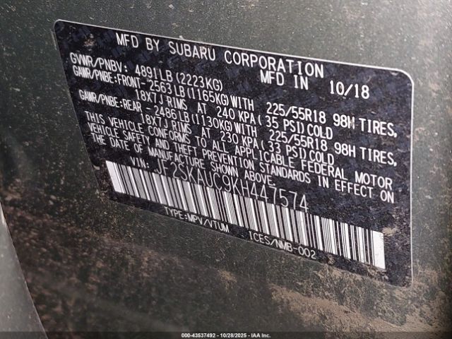 2019 SUBARU FORESTER JF2SKAUC9KH447574 Photo 8