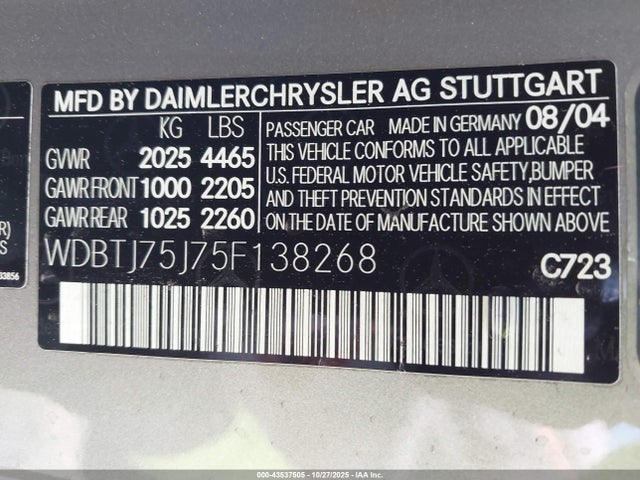 2005 MERCEDES-BENZ CLK 500 WDBTJ75J75F138268 Photo 8