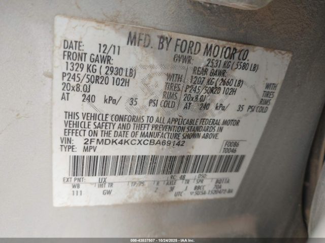 2012 FORD EDGE 2FMDK4KCXCBA69142 Photo 8