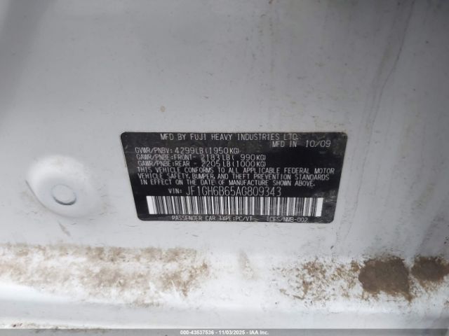 2010 SUBARU IMPREZA JF1GH6B65AG809343 Photo 8