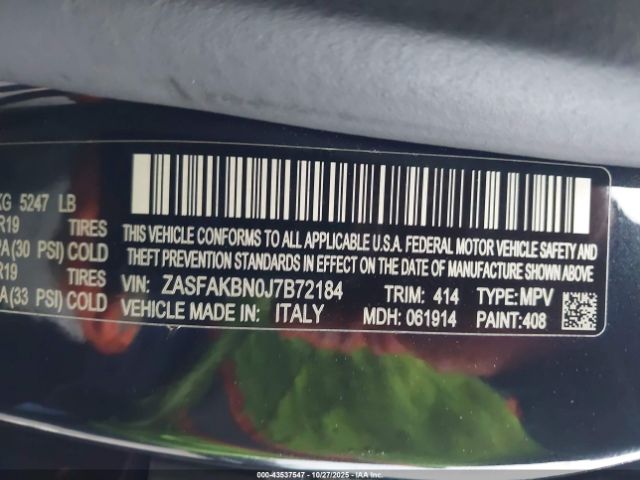 2018 ALFA ROMEO STELVIO ZASFAKBN0J7B72184 Photo 8