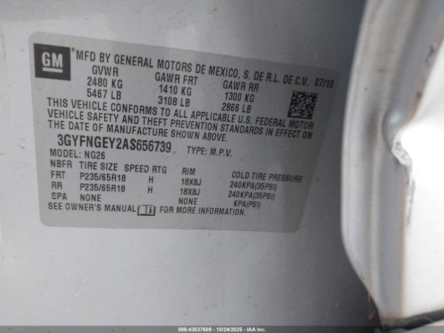 2010 CADILLAC SRX 3GYFNGEY2AS656739 Photo 8