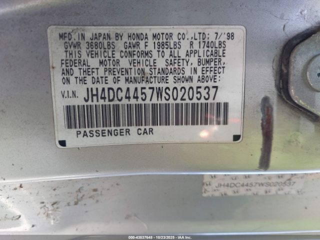 1998 ACURA INTEGRA JH4DC4457WS020537 Photo 8