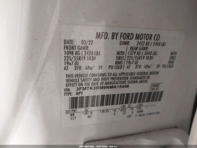 2022 FORD MUSTANG MACH-E 3FMTK3RM9NMA15496 Photo 8