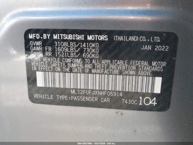 2022 MITSUBISHI MIRAGE G4 ML32FUFJXNHF05914 Photo 8