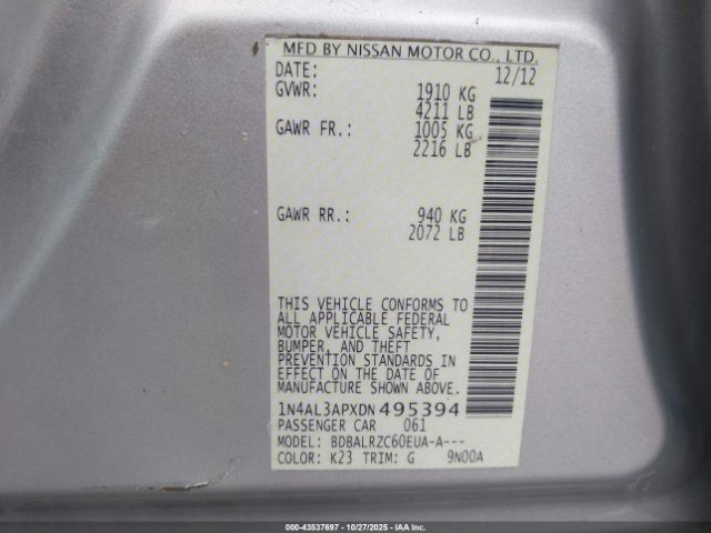 2013 NISSAN ALTIMA 1N4AL3APXDN495394 Photo 8