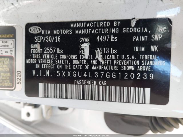 2016 KIA OPTIMA 5XXGU4L37GG120239 Photo 8
