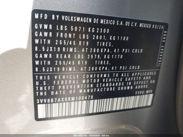 2024 VOLKSWAGEN TIGUAN 3VV8B7AX6RM106479 Photo 8