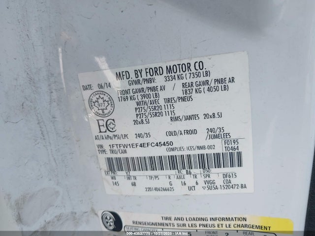 Ford F-150 Fx4 2014 1FTFW1EF4EFC45450 Image 9