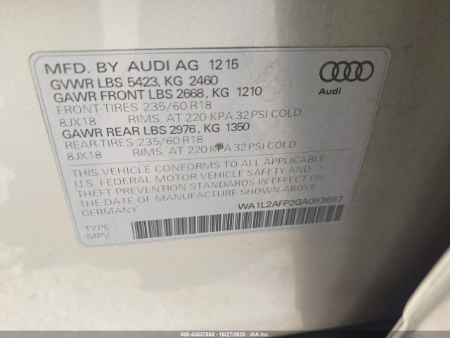 2016 AUDI Q5 WA1L2AFP2GA093667 Photo 8