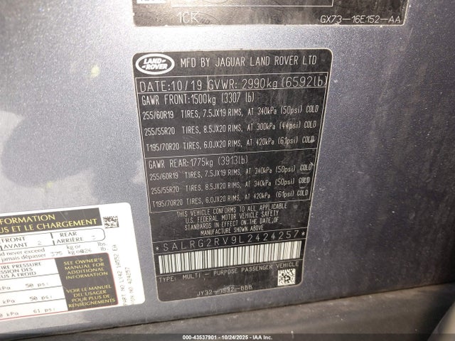 2020 LAND ROVER DISCOVERY SALRG2RV9L2424257 Photo 8