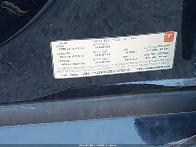 2018 TESLA MODEL S 5YJSA1E20JF275232 Photo 8