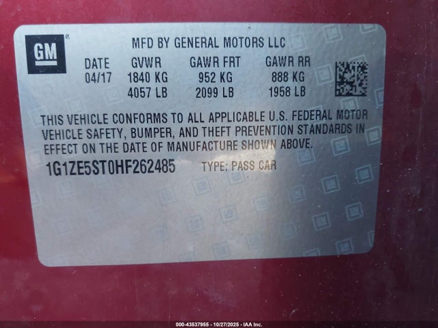 2017 CHEVROLET MALIBU 1G1ZE5ST0HF262485 Photo 8