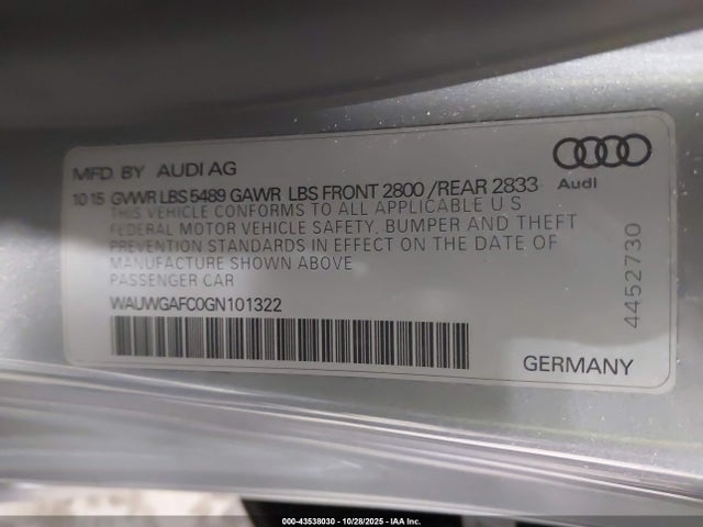 2016 AUDI A7 WAUWGAFC0GN101322 Photo 8