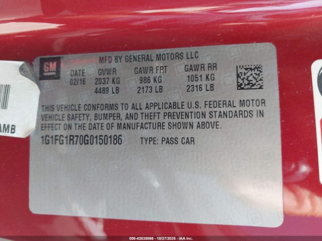 2016 CHEVROLET CAMARO 1G1FG1R70G0150186 Photo 8