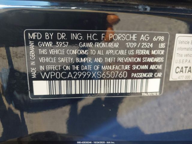 1999 PORSCHE 911 WP0CA2999XS650760 Photo 8