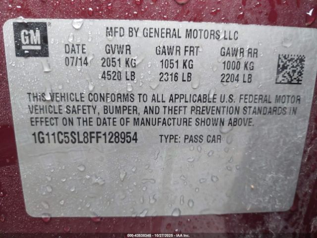 2015 CHEVROLET MALIBU 1G11C5SL8FF128954 Photo 8