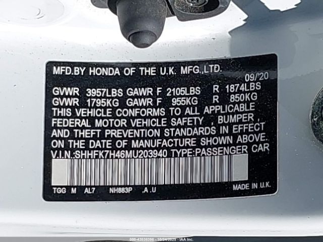 2021 HONDA CIVIC SHHFK7H46MU203940 Photo 8