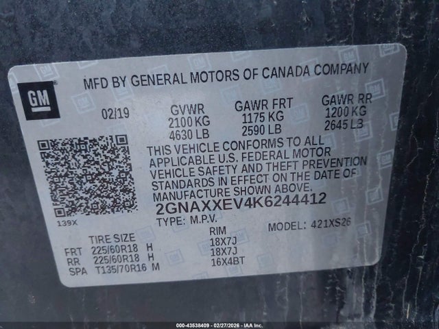 2GNAXXEV4K6244412 Chevrolet Equinox Premier