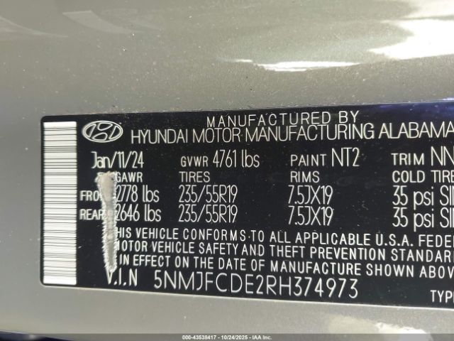 2024 HYUNDAI TUCSON 5NMJFCDE2RH374973 Photo 8