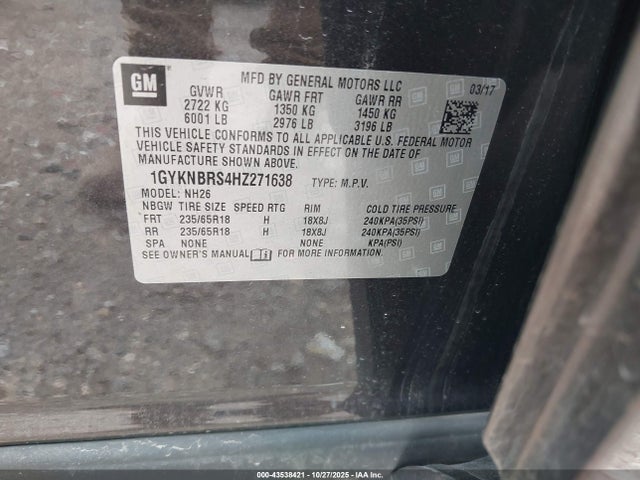 2017 CADILLAC XT5 1GYKNBRS4HZ271638 Photo 8