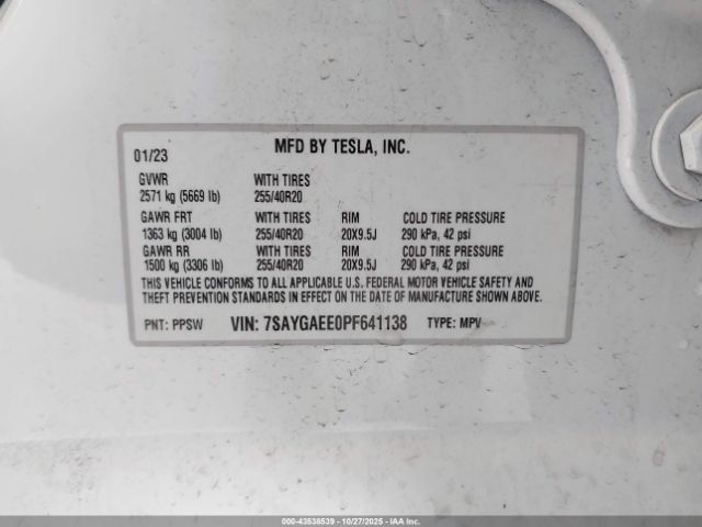 2023 TESLA MODEL Y 7SAYGAEE0PF641138 Photo 8