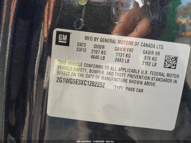 2012 CHEVROLET IMPALA 2G1WG5E3XC1282252 Photo 8