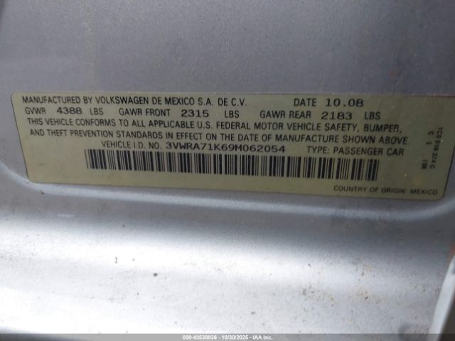 2009 VOLKSWAGEN JETTA 3VWRA71K69M062054 Photo 8