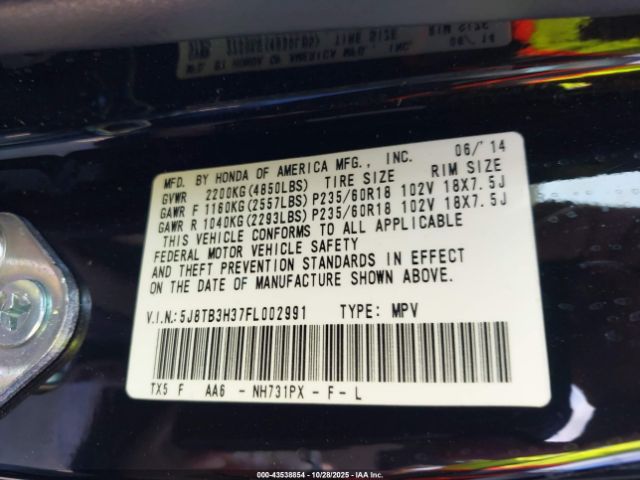 2015 ACURA RDX 5J8TB3H37FL002991 Photo 8