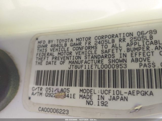 1990 LEXUS LS JT8UF11E7L0000953 Photo 8