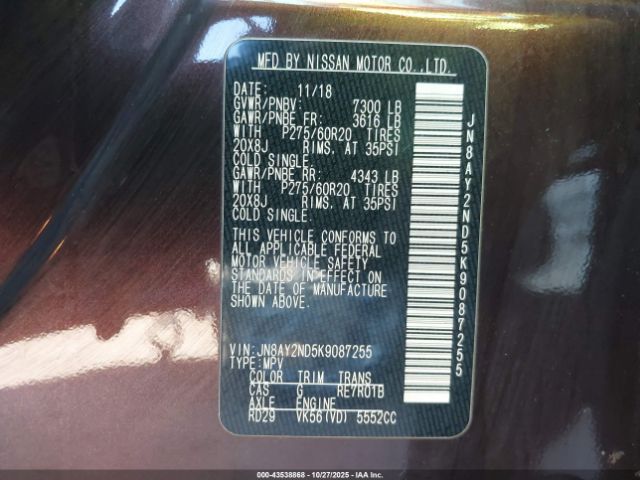 2019 NISSAN ARMADA JN8AY2ND5K9087255 Photo 8