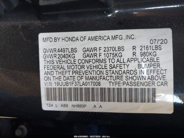 2020 ACURA TLX 19UUB1F37LA017008 Photo 8