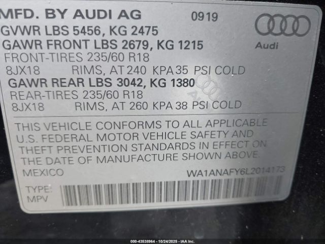 2020 AUDI Q5 WA1ANAFY6L2014173 Photo 8
