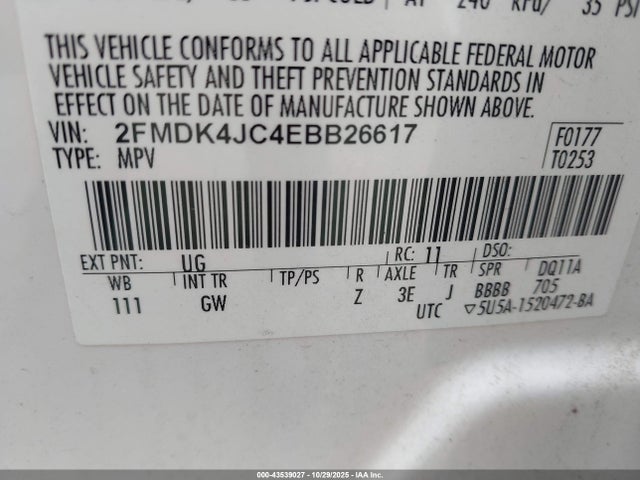 Ford EDGE SEL 2014 2FMDK4JC4EBB26617 Image 9