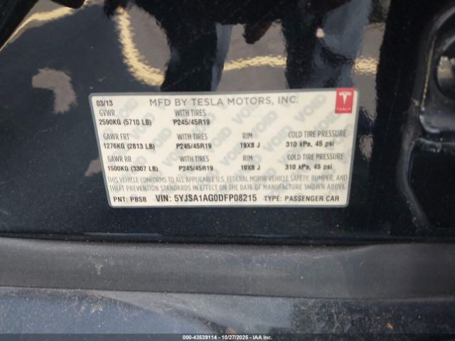 2013 TESLA MODEL S 5YJSA1AG0DFP08215 Photo 8