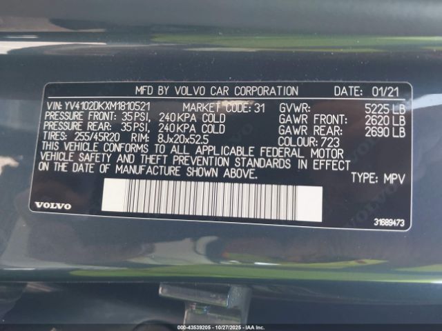 2021 VOLVO XC60 YV4102DKXM1810521 Photo 8
