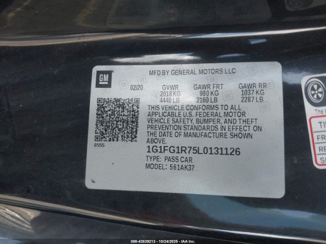 2020 CHEVROLET CAMARO 1G1FG1R75L0131126 Photo 8