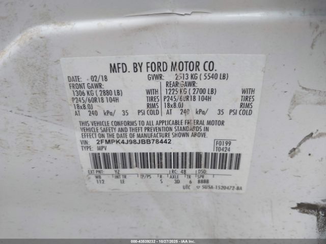 2018 FORD EDGE 2FMPK4J98JBB78442 Photo 8