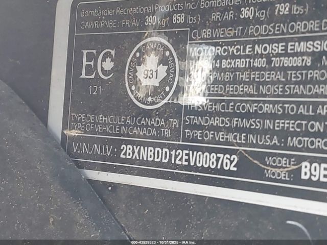 2014 CAN-AM SPYDER ROADSTER 2BXNBDD12EV008762 Photo 9