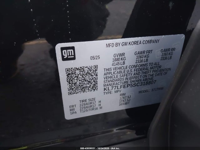 Chevrolet Trax Fwd Ls 2025 KL77LFEP5SC318807 Image 9