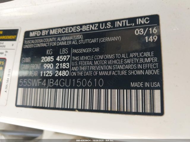 2016 MERCEDES-BENZ C 300 55SWF4JB4GU150610 Photo 8