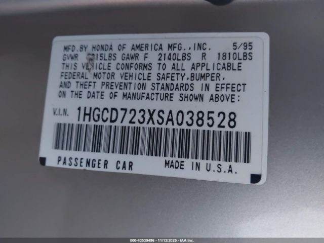 1995 HONDA ACCORD 1HGCD723XSA038528 Photo 8