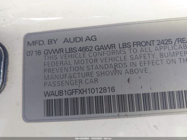 2017 AUDI S3 WAUB1GFFXH1012816 Photo 8