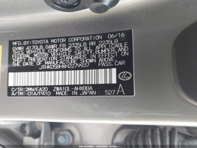 2017 LEXUS CT 200H JTHKD5BHXH2279937 Photo 8