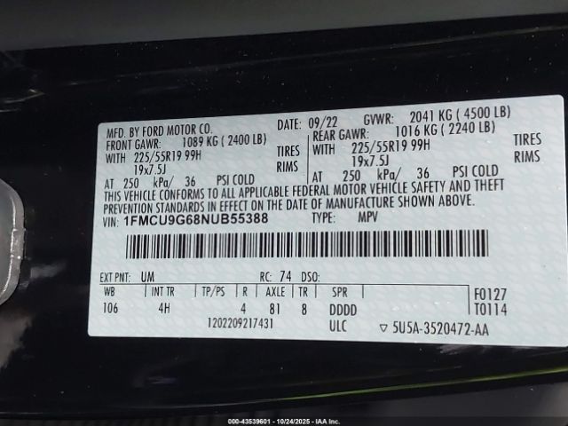 2022 FORD ESCAPE 1FMCU9G68NUB55388 Photo 8