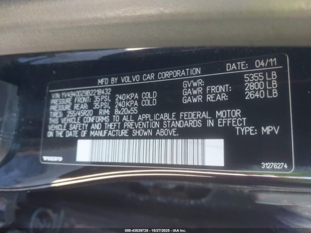 2011 VOLVO XC60 YV4940DZ9B2218432 Photo 8