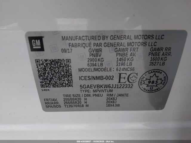 5GAEVBKW6JJ122332 Buick Enclave Premium